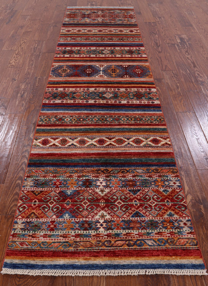2' 8" X 9' 10" Khorjin Super Kazak Handmade Runner Rug Q7491