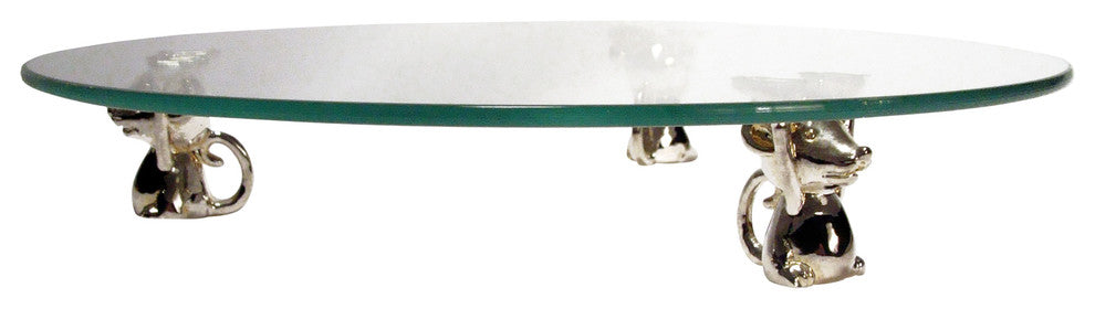 Elegance Glass Cheese Tray with Mice Feet Stands