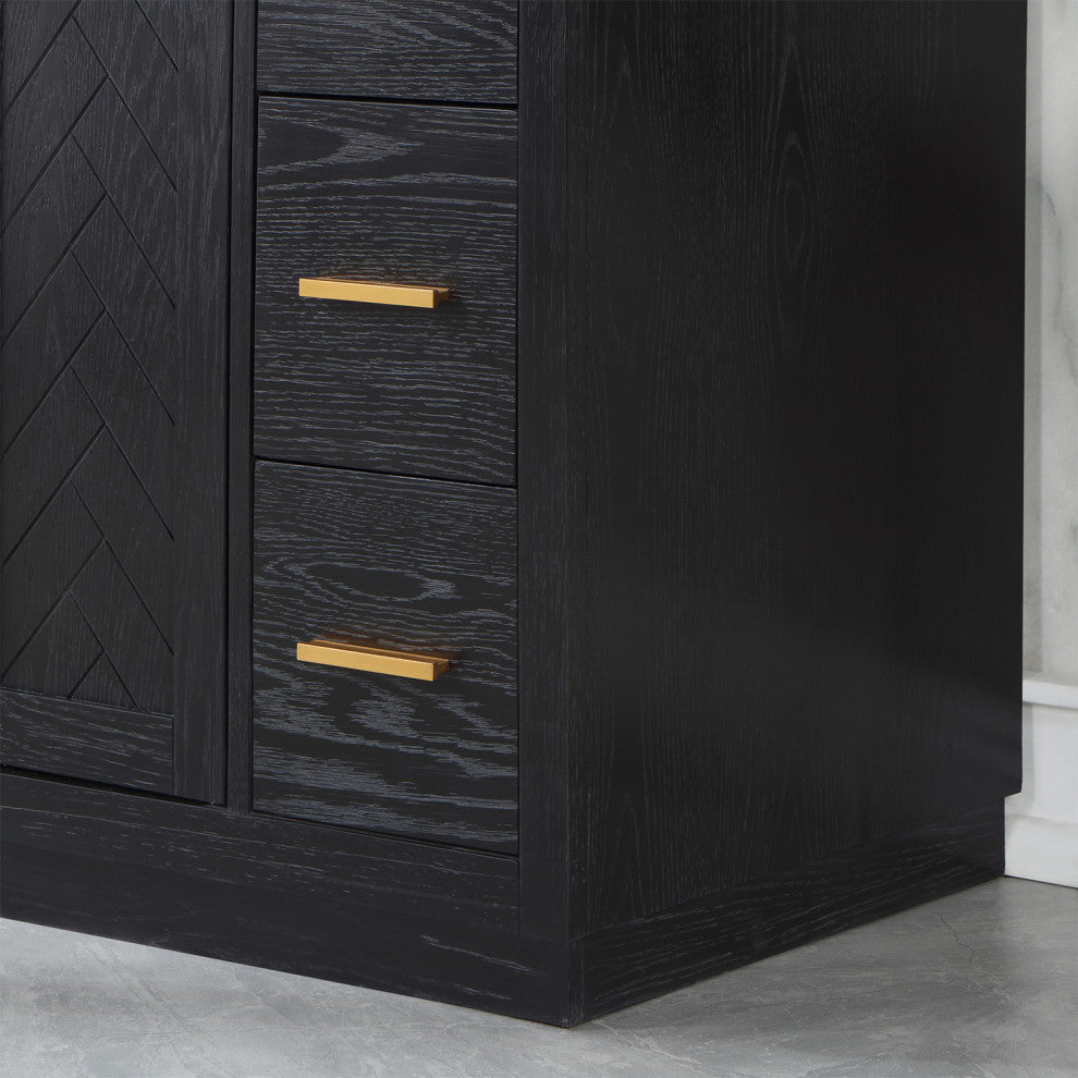 Altair Gazsi Black Oak Bathroom Vanity Set, 48", With Mirror