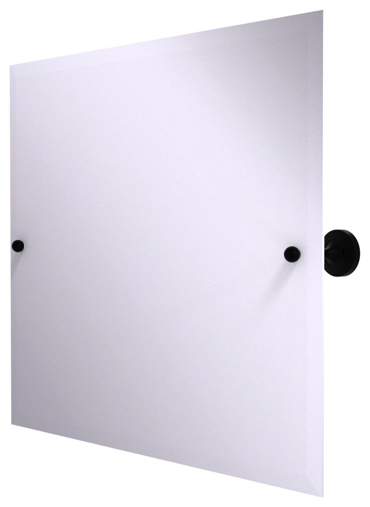 Sag Harbor Frameless Landscape Beveled Edge Tilt Mirror, Matte Black