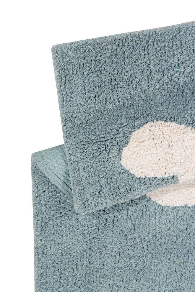 Clouds Washable Rug, Vintage Blue/Natural