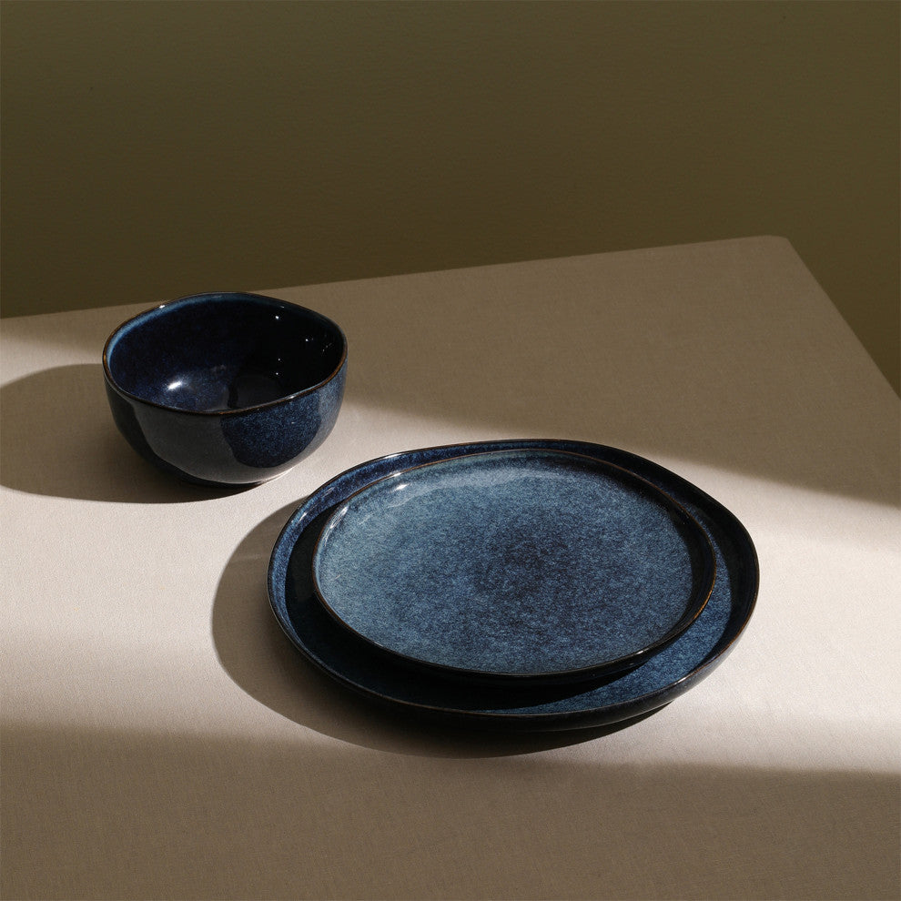 Stone Lain Mirella Stoneware 24-Piece Dinnerware Set, Blue