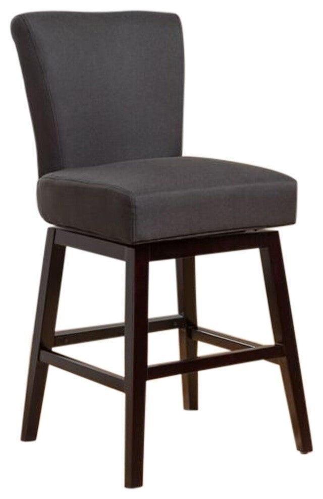 GDF Studio Tristan Dark Brown Fabric Swivel Counter Stool