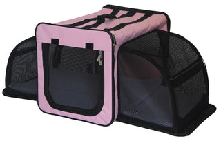 Dual-Expandable Wire Folding Lightweight Collapsible Pet Crate, Pink, Large