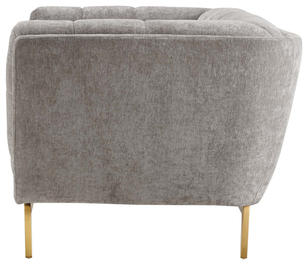 Loveseat Sofa, Velvet, Gray, Modern, Living Lounge Hotel Lobby Hospitality