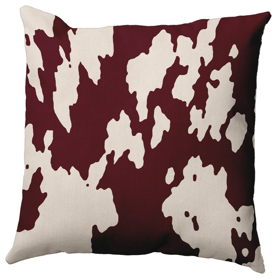 20" x 20" Moo Print Decorative Throw Pillow, Pomegranate