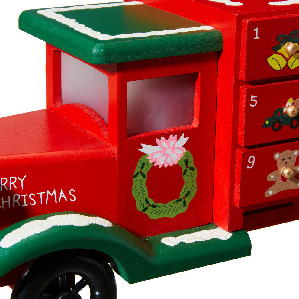 14.5"L Wooden Christmas Truck Countdown