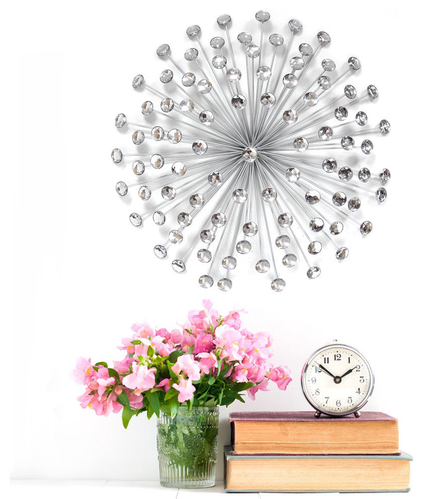HomeRoots Silver Acrylic Burst Metal Wall Decor