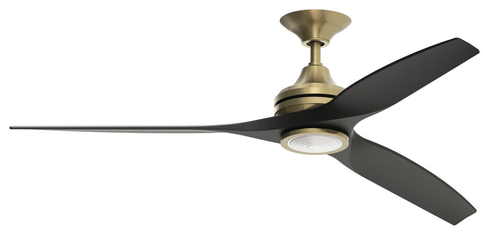 Fanimation Spitfire Ceiling 48" Fan/LED Light, Brushed Satin Brass/Black Blades