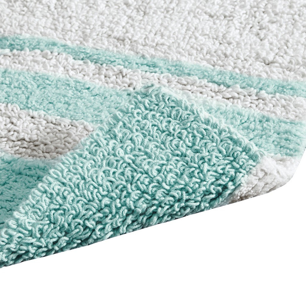 Madison Park Spa Cotton Reversible Bath Rug, Aqua