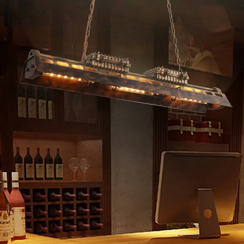 Industrial 6-Light Kitchen Island Lighting Loft Linear Pendant Light Fixture