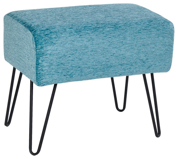 Tanga Jacquard Chenille Ottomans, Turquoise, 19''x13''x17''