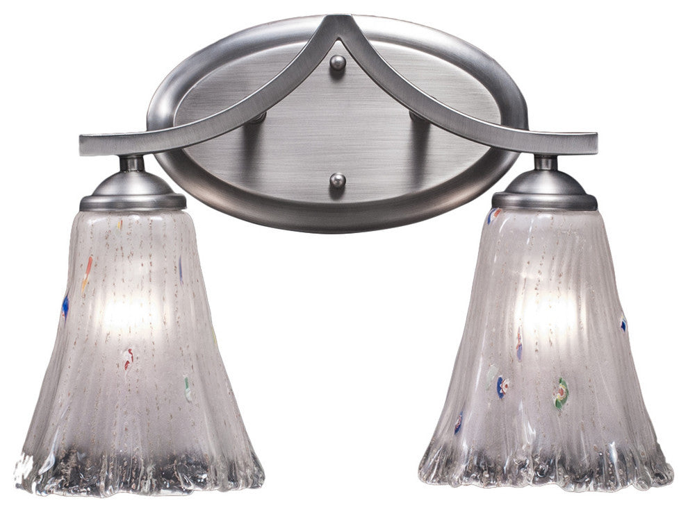 Zilo 2 Light Bath Bar, Graphite, 5.5" Fluted Frosted Crystal Glass