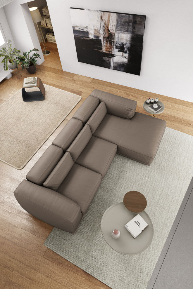 Thomas Sectional Sofa, Leather, Canela Leather, Right-Facing Chaise
