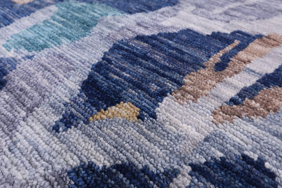 8' 11" X 11' 9" Abstract Handmade Wool Rug Q8578