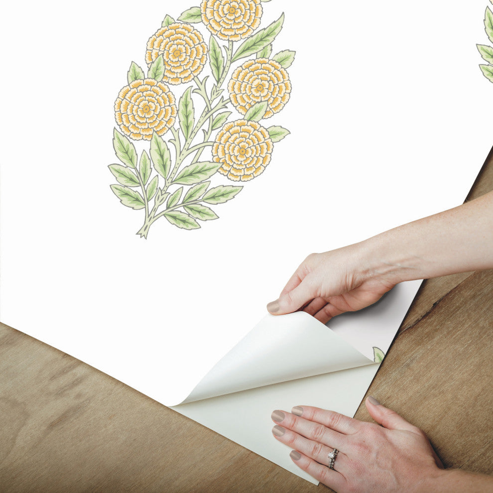 Yellow Dutch Floral Peel and Stick Wallpaper Yellow By Roommates