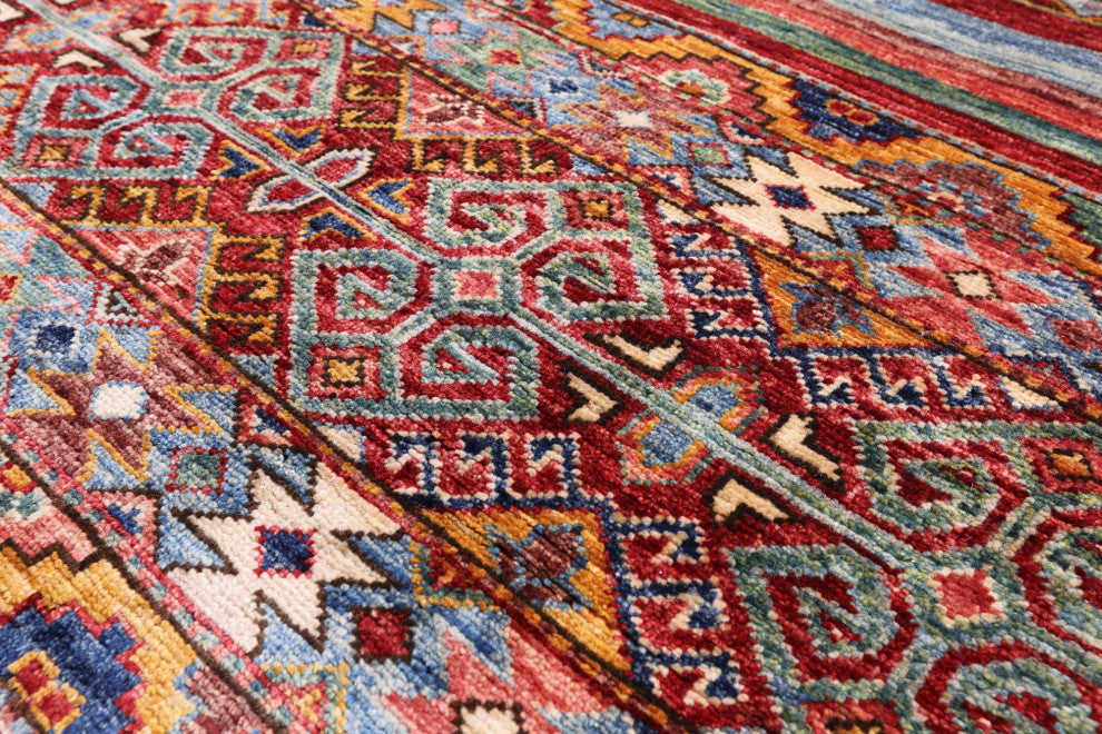 3' 11" X 5' 10" Hand Knotted Khorjin Super Kazak Wool Rug Q5220
