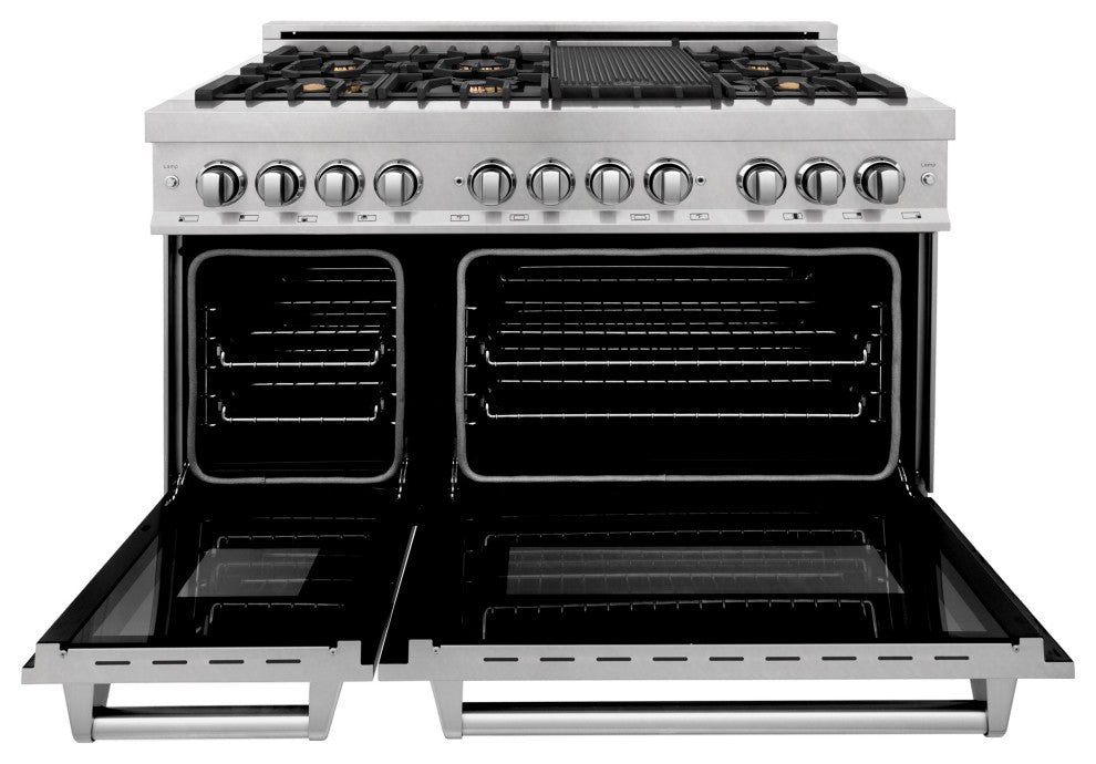 ZLINE 48" Dual Fuel Range With Griddle and Brass Burners