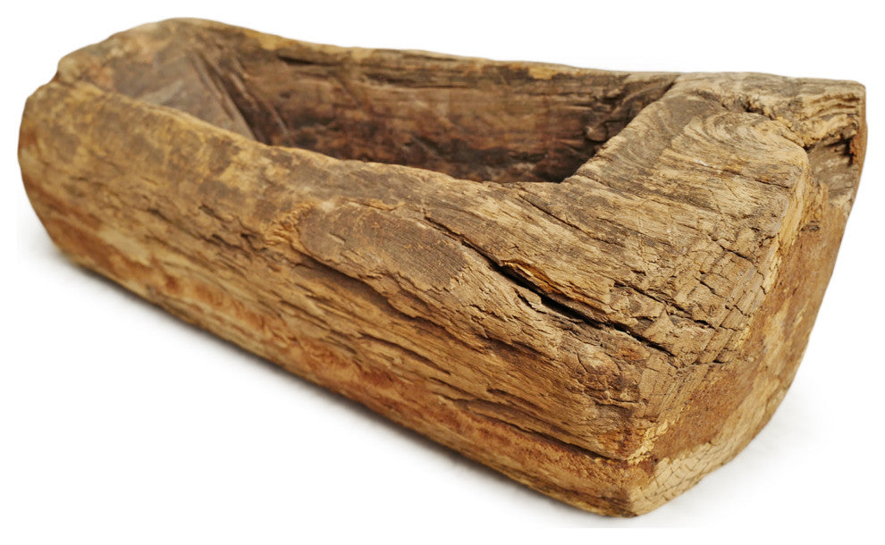 Consigned Old India Wood Log Trough 2