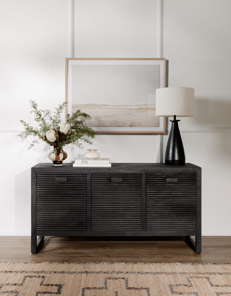 Innes Table Lamp Matte Black Cast Aluminum, White Silk