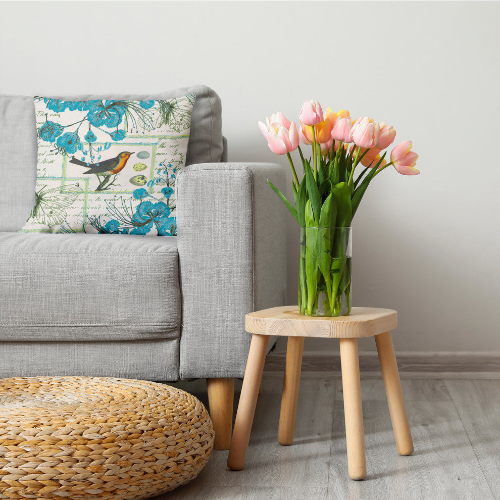 Singing Bird Decorative Throw Pillow, Explorer Blue, 16"x16"