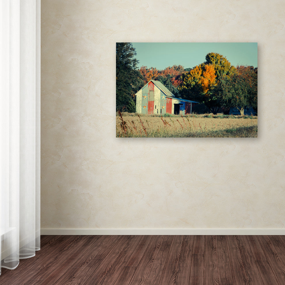 PIPA Fine Art 'Patriotic Barn in Field' Canvas Art, 24x16