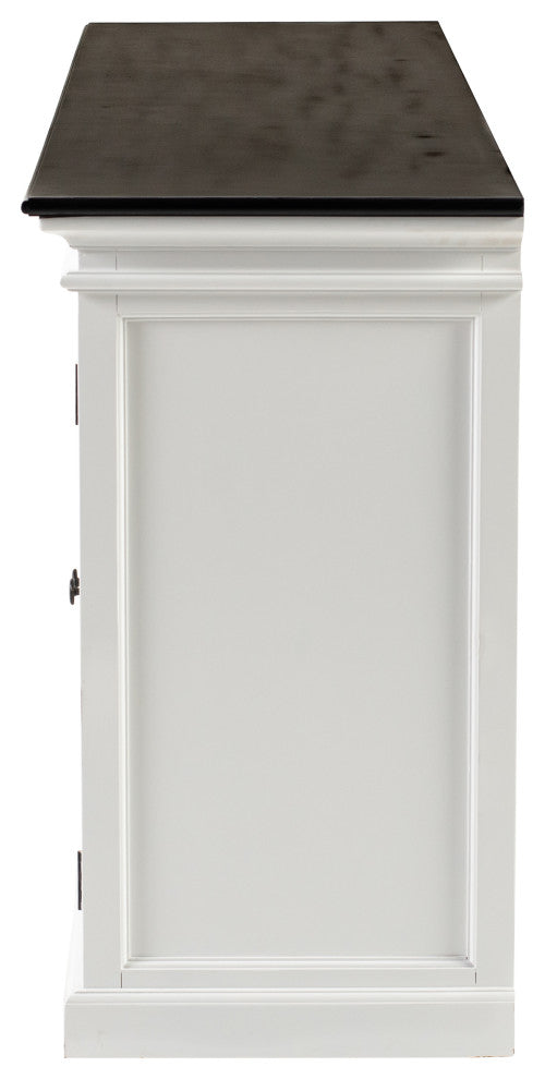 Classic White and Black Halifax Contrast Buffet with 6 Glass Doors