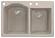 Aversa 33" silQ Granite Double Bowl Kitchen Sink with 3 Holes in Cafe Latte