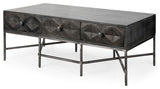 Hogarth Dark Brown Solid Wood w/Dark Gray Metal Base Rectangular Coffee Table