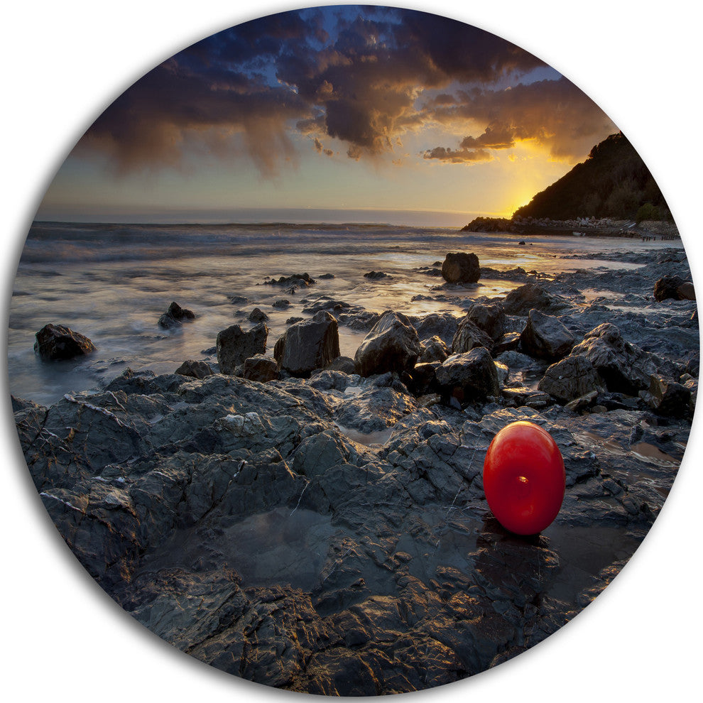 Sunset At Livorno, Italy, Landscape Photography Disc Metal Artwork, 11"