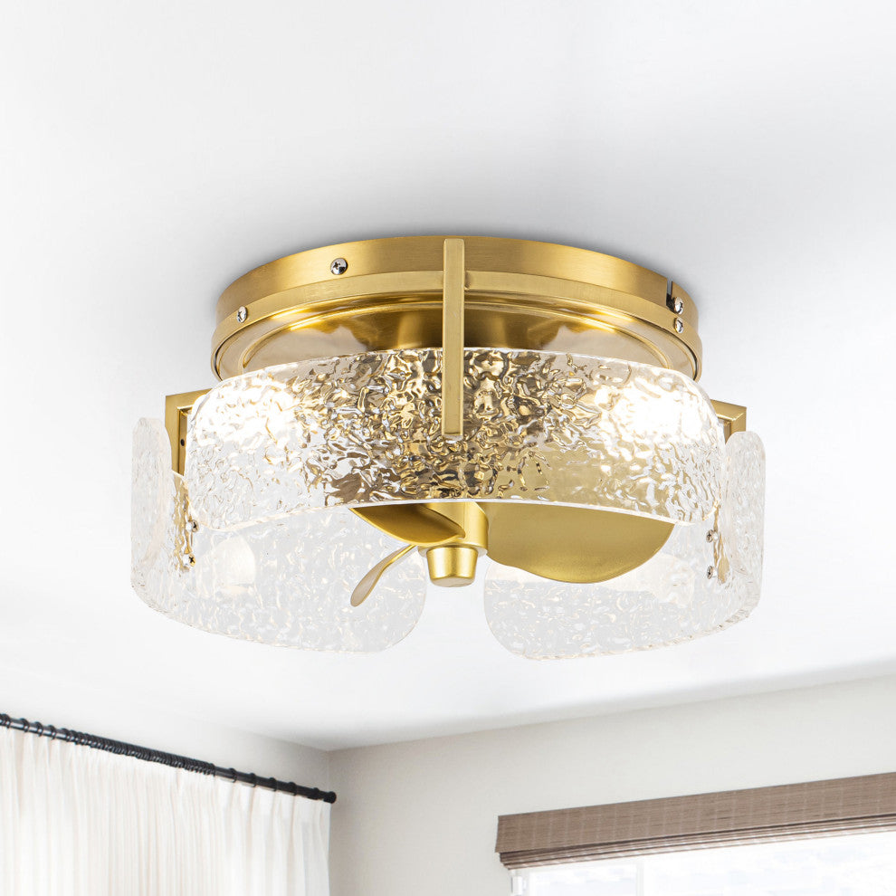 12.7-inch Modern Gold Small Flush Mount Ceiling Fan