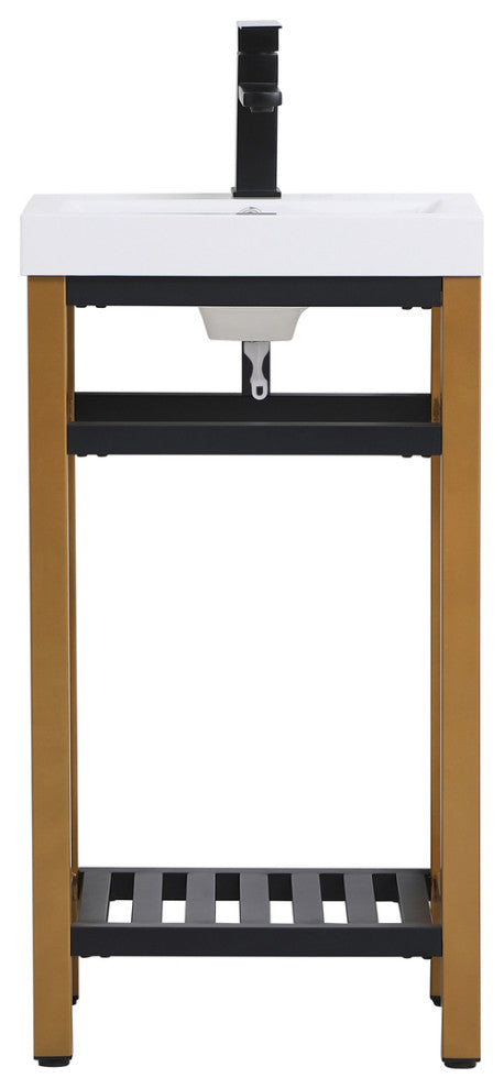 Home Living Single Bathroom Metal Vanity, Golden Black, 18"