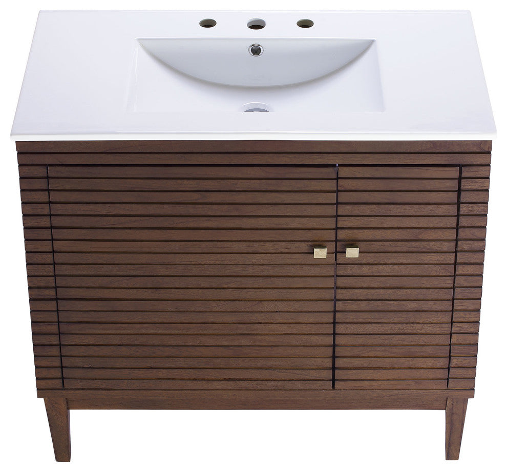 Ledger 36" Bathroom Vanity Walnut White -5115