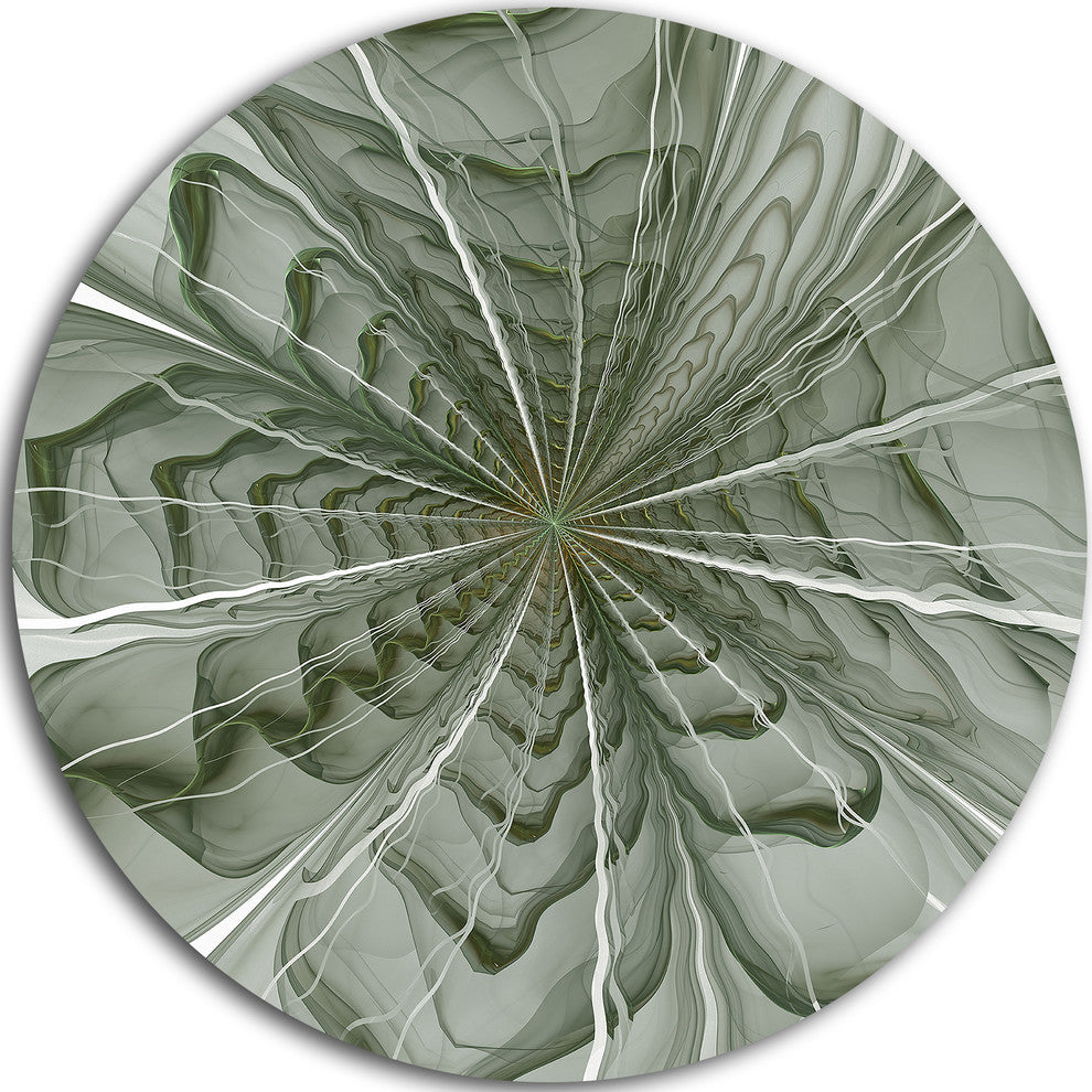 Symmetrical Light Green Fractal Flower, Floral Round Wall Art, 23"