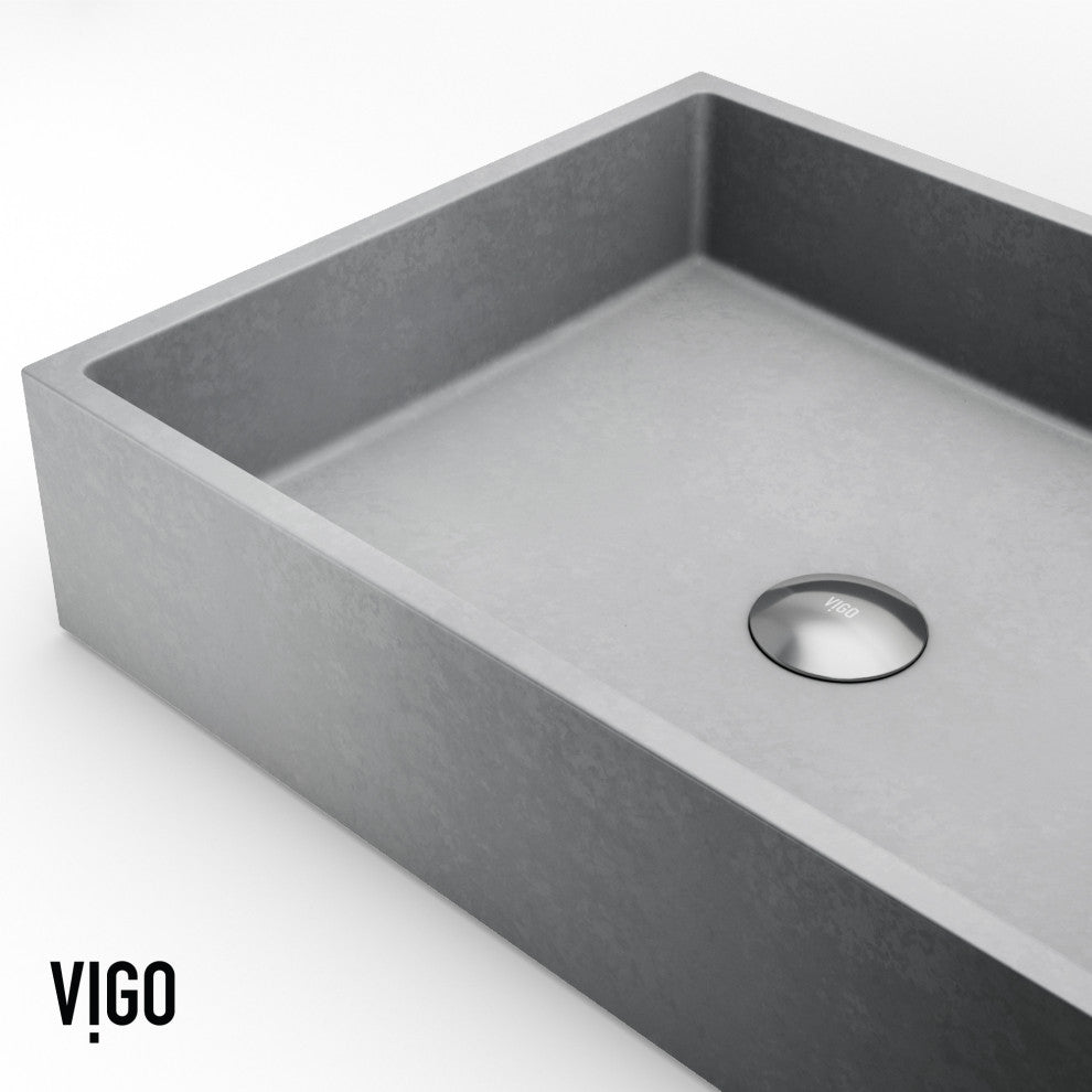 VIGO Coca 19"L x 15"W x 5"H Concreto Stone Rectangular Bathroom Vessel Sink