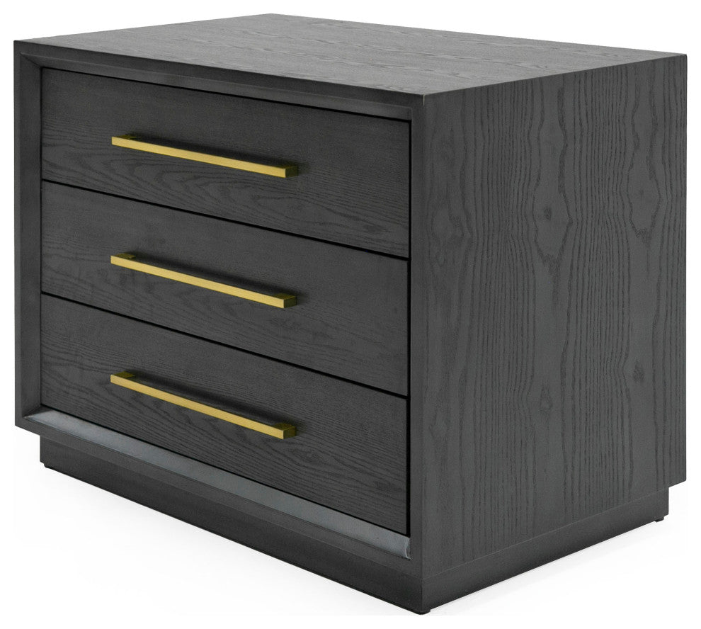 Modrest Manhattan- Contemporary Grey and Gold Nightstand