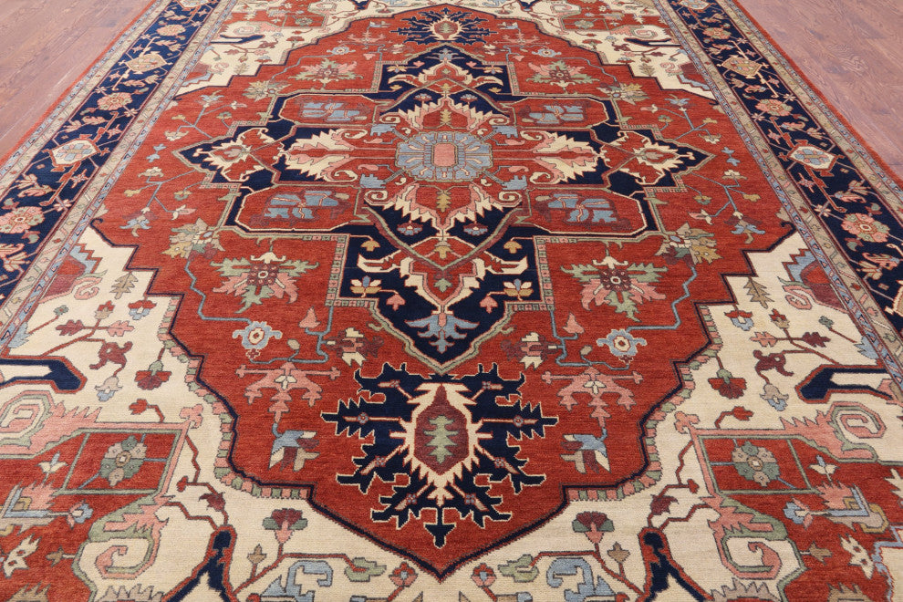 11' 11" X 14' 10" Heriz Serapi Hand Knotted Wool Rug - Q16019