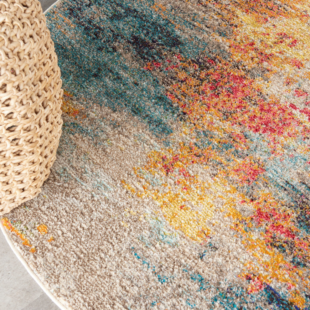 Nourison Celestial 4' x Round Multicolor Modern Indoor Area Rug