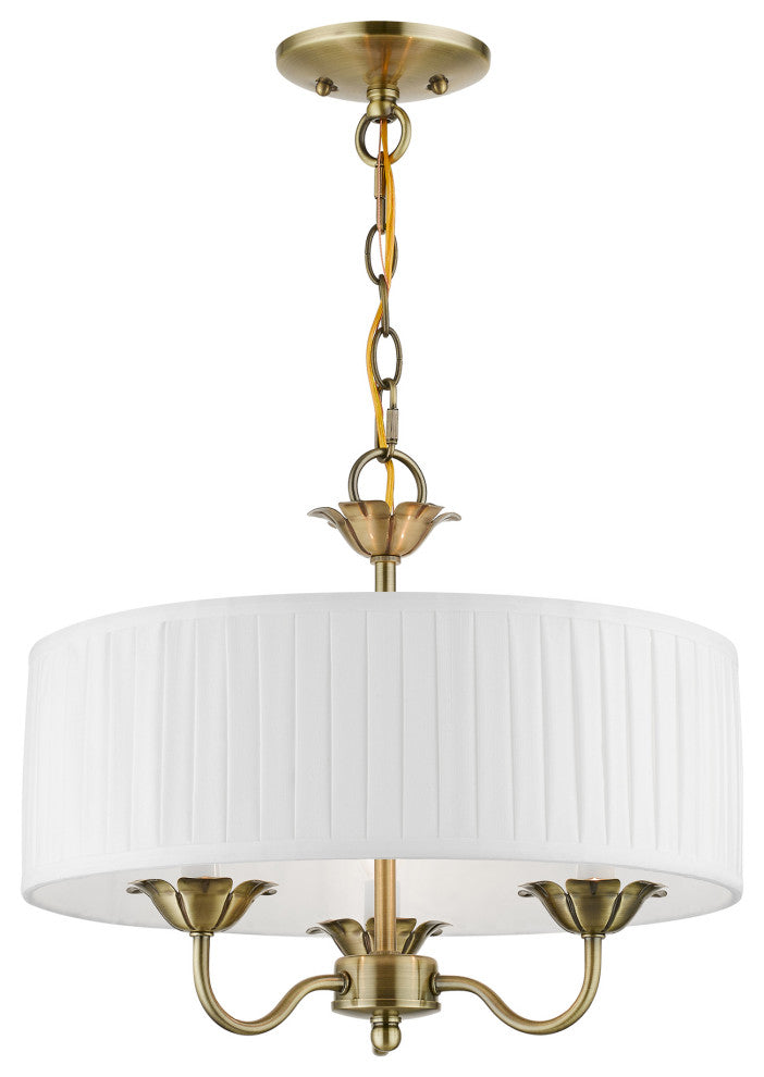 Livex Lighting 3 Light Antique Brass Pendant Chandelier