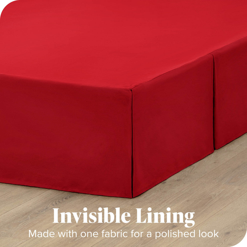 Bare Home Microfiber Bed Skirt , 15" Drop Length, Red, Twin Xl