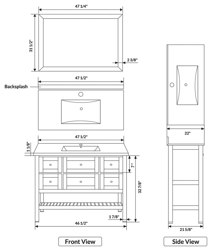Vanity Cabinet Set Espresso 47.5"W LV6-48B