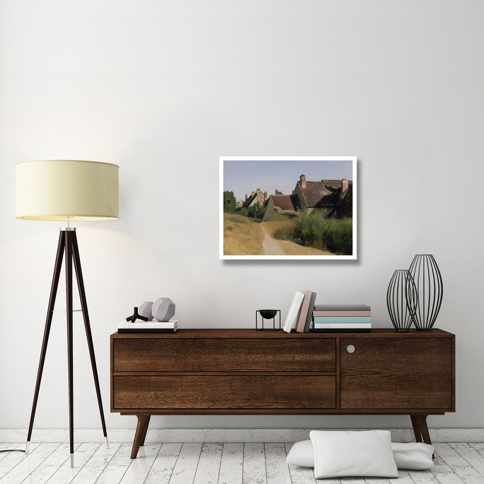 "Houses near Orleans" Paper Print by Jean-Baptiste-Camille Corot, 34"x26"