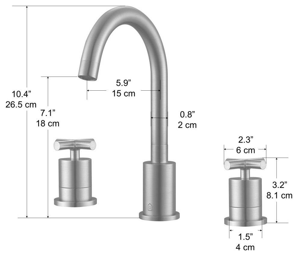 Ava Widespread Cross Handle Bathroom Faucet, Chrome