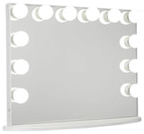 Hollywood Glow Plus Vanity Mirror, Glossy White, Frosted Bulbs, Non-Bluetooth