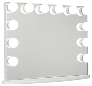 Hollywood Glow Plus Vanity Mirror, Glossy White, Frosted Bulbs, Non-Bluetooth