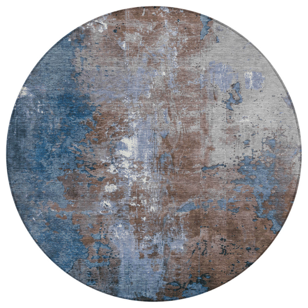 Machine Washable Indoor/Outdoor Chantille ACN1870 Coffee 8' x 8' Round Rug