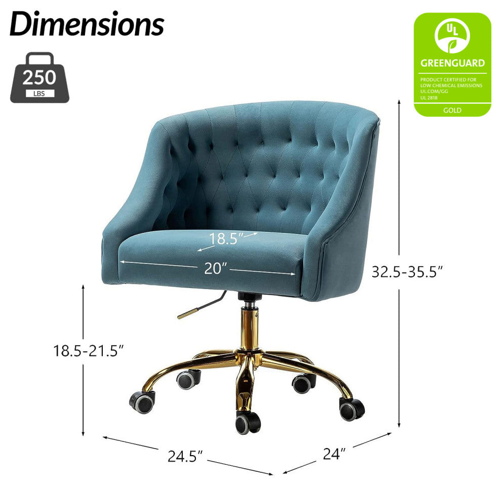 Home Office Swivel Chair with Button-Tufted Back, Blue
