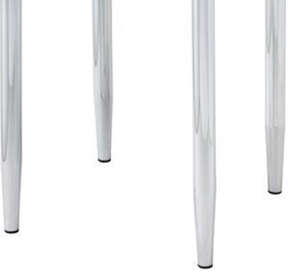 Benzara BM262117 End Table With Tubular Rounded Legs & Frosted Glass Top, Silver