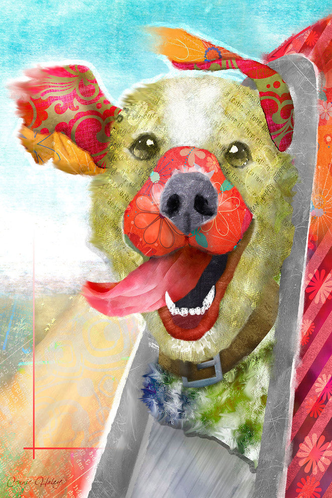 "Breezy Dog II" Painting Print on Wrapped Canvas