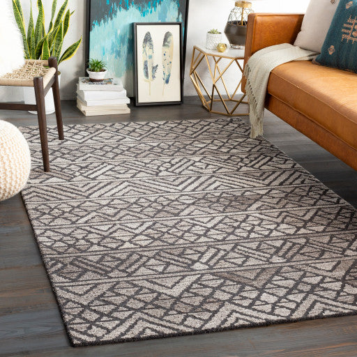 Surya Tahoma TMO-1002 8'x10' Rug, Camel/Charcoal/Dark Brown/White